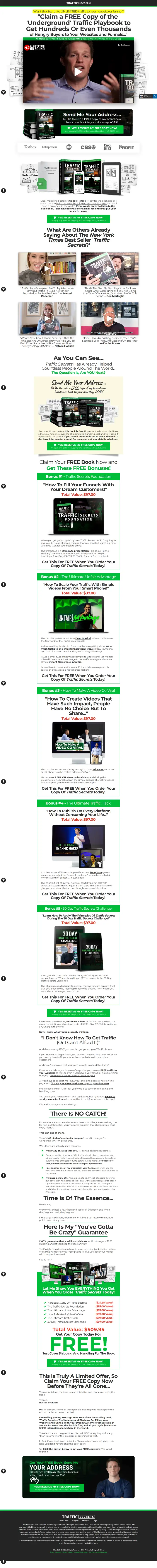 Russell Brunson - Traffic Secrets funnel, captured top to bottom